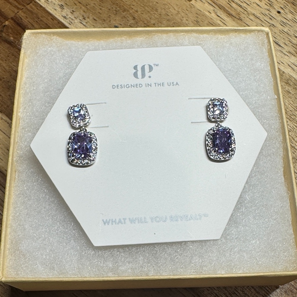Elegant Bomb Party Silver and Purple Earrings